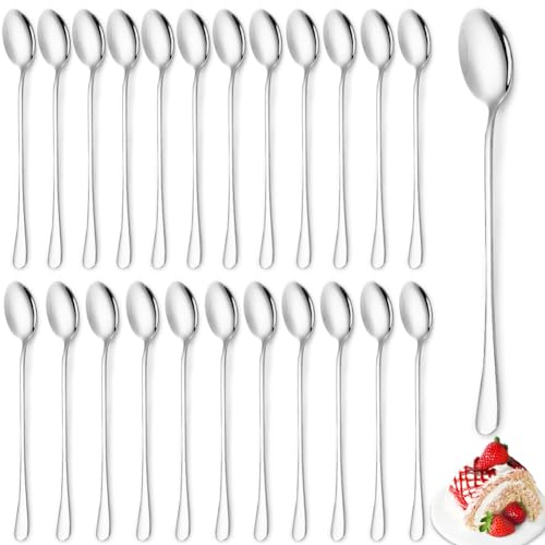 Piashow 24 cucharas largas de acero inoxidable de 19 cm para el hogar, restaurantes