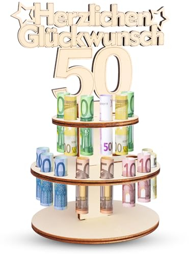 TAKUZA Originelle Geldgeschenke Geburtstag 50 Holz, Geldgeschenk 50 Geburtstag Frau, Geldgeschenk 50.Geburtstag Frau, Geldgeschenk 50. Geburtstag Mann, Witzige Geschenkideen für Familie, Freunde