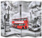 Homgoday Faltbarer Paravent 228 x 170 cm Druck London Bus Schwarz und Weiß Möbel für Innen Außen Haus Wohnzimmer