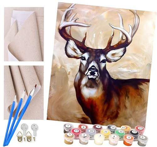 Malen nach Zahlen Erwachsene und Kinder Aquarelltier Hirsch DIY Ölgemälde Geschenk-Kits vorgedruckte Leinwand Kunst Home Wandkunst Decoration Geschenk