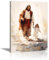 JOSUE Jesus Leinwandbilder, Religiöser Jesus Rot, grau Bild Leinwand Vlies Wandbild Kunstdruck Wohnzimmer Wanddekoration -50x70cm Gerahmt