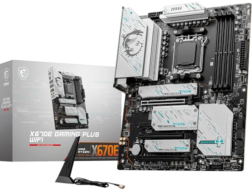 MSI X670E GAMING PLUS WIFI Motherboard, ATX - Supports AMD Ryzen 7000 Series Processors, AM5 - 80A SPS VRM, DDR5 Memory Boost 7800+ MHz/OC, PCIe 5.0 x16, M.2 Gen5, Wi-Fi 6E