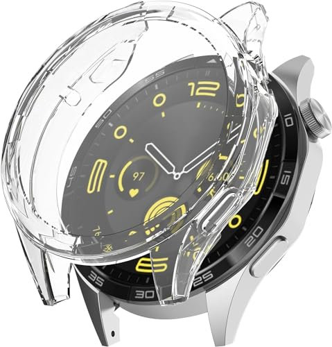 Funda para Huawei Watch GT4 de 46 mm, protector de pantalla flexible de TPU resistente a los arañazos, funda protectora compatible con Huawei Watch GT4 46 mm (transparente)