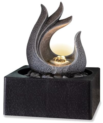 Valiant Table Top Fountain-Indoor Flowing Water Feature, Resin, Grey, 24 x 18 x 18 cm