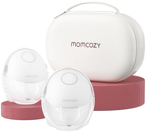 Momcozy Lot de 2 tire-lait mains libres style mobile | M6, tire-lait portable, rythme idéal pour plus de lait, bride double ajustement plus ajustée et discrète avec 3 modes et 9 niveaux, 24 mm – Gris