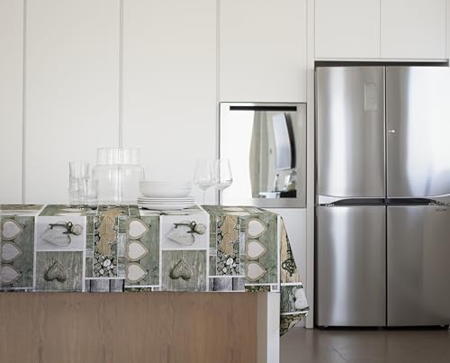 Gemitex Traditionelle Tischdecke, Plüsch, gewachst, wasserdicht und schmutzabweisend, Dekor 4144 Shabby Chic, grau, ideal für rechteckige Tische für 6/8 Personen, 140 x 180 cm, hergestellt in Italien,