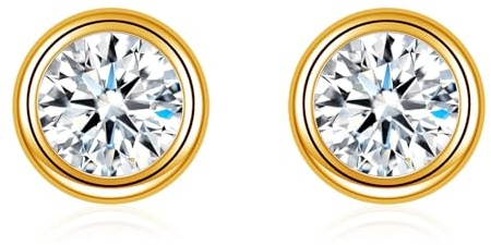 Deyanse Klein Ohrstecker Ohrringe, 925 Sterling Silber Ohrstecker für Damen Mädchen Kinder, Hypoallergen 5mm Rund Zirkonia Ohrstecker Ohrringe, Gold Schlafen Knorpel Ohrschmuck mit Geschenk Box