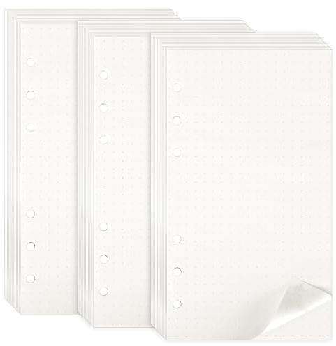 135 Blätter A6 Notizpapier Nachfüllpapier Gepunktet Nachfüllbar 6 Löcher Nachfülleinlagen Loose Notizpapier A6 Refill Paper für Binder Notizbuch Tagbuch Skizze Malerei