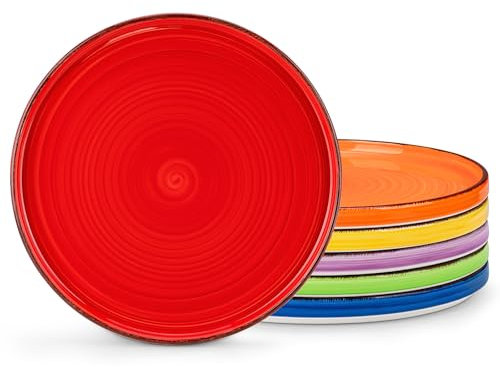 vancasso BONITA Speiseteller Steingut, Essteller set 6 Personen, Ø 26,7 cm Teller Set, Geschirr für Spülmaschine und Mikrowelle, Pastateller, Frühstücksteller, Kuchenteller, Warme Farbe