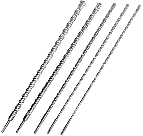 CAVATINY SDS Plus Bohrer Set 5-teilig, 600mm lang, Durchmesser 10/12/16/22/25mm mit 4 Schneiden, hartmetallbestückt, SDS Plus Bohrersatz, ideal für Bohrungen in Ziegel, Zement, Stein und Beton