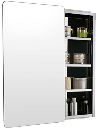 GeRRiT Armoire à Miroir de Salle de Bain, Porte coulissante Gauche et Porte coulissante Droite, Armoire à Miroir en Acier Inoxydable, Armoire à Miroir Murale pour Salle de Bain (Couleur L, S 46 x 6