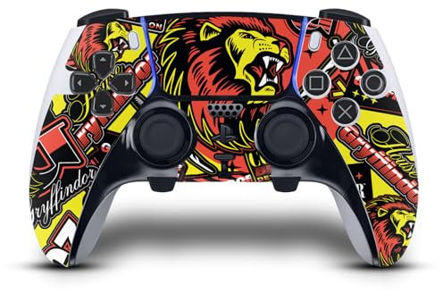 Head Case Designs Offizielle Harry Potter Gryffindor Muster Grafiken Vinyl Haut Gaming Aufkleber Abziehbild Abdeckung kompatibel mit Sony PlayStation 5 PS5 DualSense Edge Controller