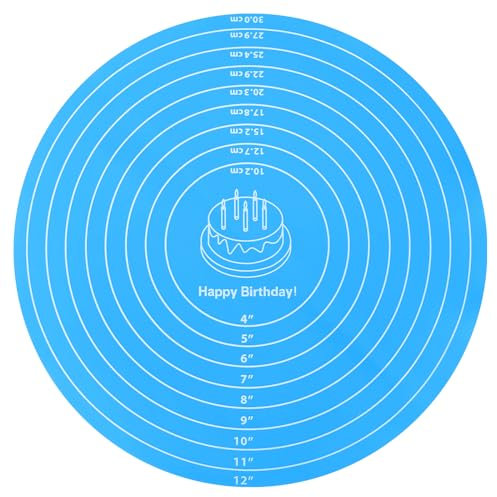 Oruola Tapis de Cuisson Rond en Silicone,30cm Rond Tapis de Pétrissage en Silicone avec Spécifications de Mesure de Taille,Tapis Cuisson Antidérapant pour Pain Tortilla Pâtisserie,Antiadhésif(Bleu)