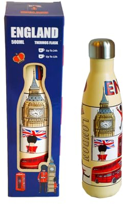 London Icons Pictures Stainless Steel Insulated 500ml Water Bottle Vacuum Flask for Hot & Cold Drinks