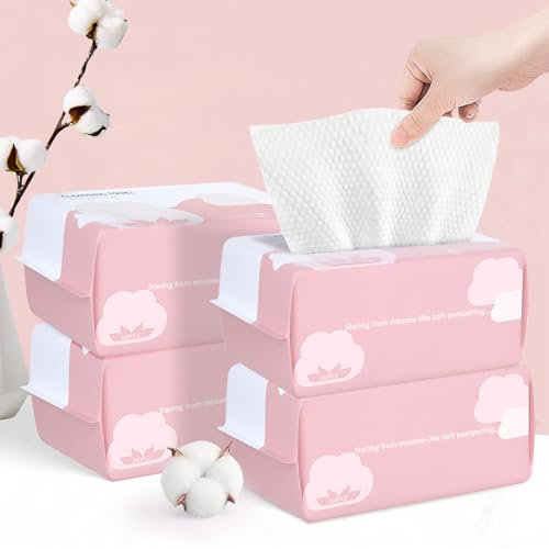 Cayxenful Asciugamani usa e getta per il viso per il lavaggio di salviette asciutte in morbido cotone, asciugamani per il lavaggio e l'asciugatura, 400 salviette facciali per la pulizia, la cura della