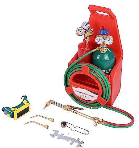 Oxy Acetylen Brenner-Set, Sauerstoff-Acetylen-Schweißbrenner-Set, Messingdüse, Gasschweißbrenner-Set mit Sauerstoff- und Acetylen-Zylindern (USA FAST ARRIVAL)