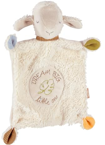 Fehn Doudou Mouton Dream Big - Compagnon de Jeu en Coton Bio (kbA) avec Slogan Individuel Brodé - pour Bébés et Jeunes Enfants dès 0 Mois