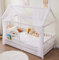 ALAVYA HOME® Lot de 3 pièces de décoration pour lit d’enfant, avec 2 baldaquins, 1 guirlande de fanions de 300 cm de long, une guirlande lumineuse, 150 x 350 cm, en 100 % coton biologique (blanc)