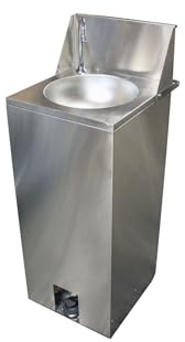L2G - Lave-Mains Autonome - Construction en Acier Inoxydable - Facile à Déplacer - avec 2 Jerricans de 15L - Arriver d'eau par Pompe à Pied