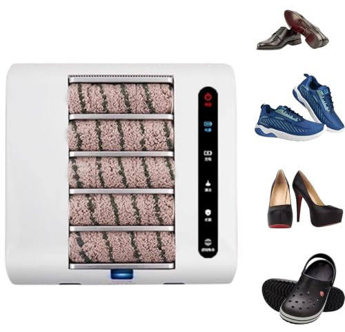 Cireuse à Chaussures à Double Tampon, polisseuse à Chaussures à Induction Automatique Rechargeable, frottant + Aspirant, 2 en 1, Nettoyage sans Eau pour la Maison, Le Bureau