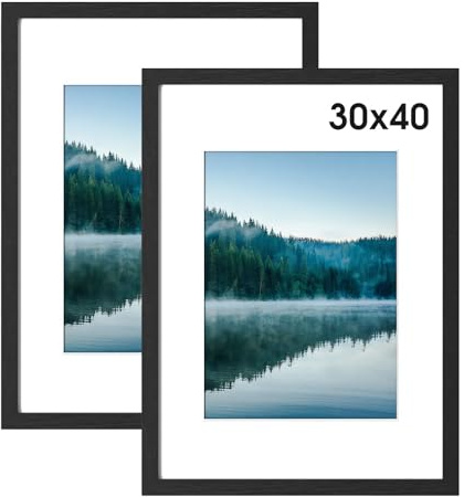 COMPOLICY 2Stück 30x40cm Bilderrahmen Schwarz Bilderrahmen Holz rahmen 30x40 Standing and Wall-mounting Capabilities Posterrahmen Für Fotos,Bilder,Poster 3040 picture frame