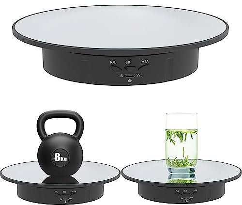 E Eshion Electric Turntable, 360 Degree Adjustable speed Revolving Base for Photography,Jewelry,3D Models,Watch, USB Power Supply,Motorized Turntable/7.8 inches/Load 17 LB
