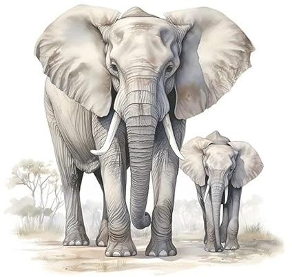 COVPAW Wandtattoo Wandaufkleber 2 Elefanten Wald Tier Wohnzimmer Kinderzimmer Babyzimmer Schlafzimmer Wandsticker Kids Kindergarten Geschenk Kindertag Geburtstag Küche Büro Dekoartion (Elefant)