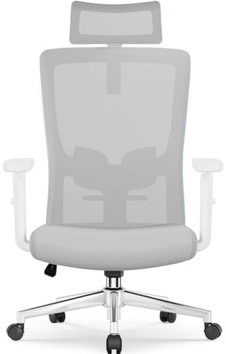 Airchros Bürostuhl Ergonomisch mit Verstellbarer Lendenwirbelstütze, Armlehnen und Kopfstütze, Drehstuhl Bürostuhl 150 kg, Schreibtischstuhl Chefsessel Wippfunktion bis 135°