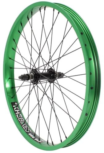 KHE Prism BMX Vorderrad, 20 Zoll, 38mm Felge, Grün Eloxiert, 10mm Achse, 36 Loch