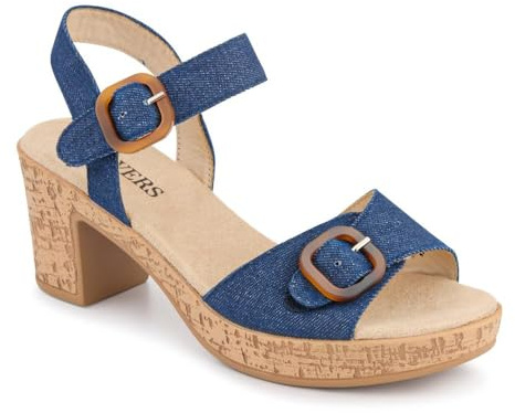 Pavers Tall-Heeled Sandals - Denim Size 6