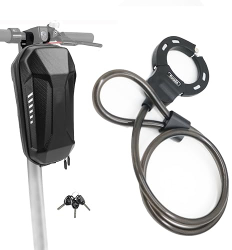 E Scooter Schloss Mit Tasche, 47.24in/14MM Dickes Kabelschloss für E-Scooter, Fahrradschloss,Handschellenschloss E Scooter für Scooter Roller, Fahrrad, Kinderwagen (black)
