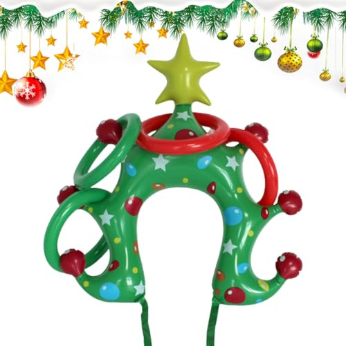 Lanzamiento de Aros de Árbol de Navidad,Accesorio de Gorros para Árbol de Navidad - Inflable para Diversión Familiar Al Aire Libre Niños Adultos Fiestas Actividades