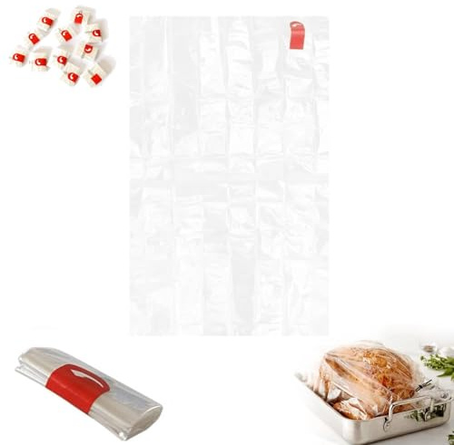 150 bolsas grandes de horno de 9.8 x 15 pulgadas para asar, bolsas de cocina resistentes a altas temperaturas para pavo, pollo, carne y pescado, bolsa de plástico transparente para un resultado fácil
