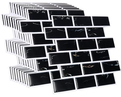 3D Wall Panels Peel and Self Adhesive,Black Brick Waterproof, PVC Retro Panels, for Living Room Bedroom Kitchen, 11.8 * 11.8 inch*10pcs