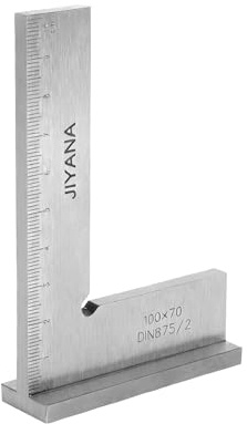 Schlosserwinkel 100 x 70 mm, Massiver Anschlagwinkel Metall mit cm Messskala, Präziser 90°Haarwinkel Winkelmesser, Stabiler Maurerwinkel mit Rostschutz für Bau, Industrie und Werkstatt