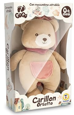 Teorema Giocattoli, Spieluhr für Neugeborene, waschbarer Bär, 0-3 Monate mit Schlaflied, weiches Plüschtier von 25 cm mit abnehmbarem Mechanismus, Geschenkidee zur Geburt