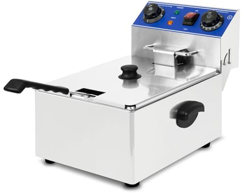 VERTES Professionell elektrisk fritös 10L, 3000W, 230V, kallzonsprincip, temperatur 50-250°C, frityrkorg, återställningsfunktion, rostfritt stål, oljedrift