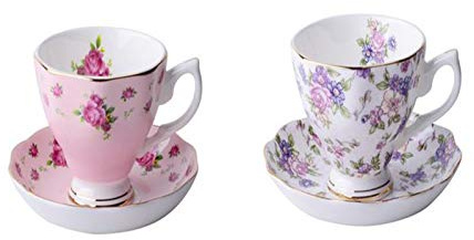 Set de Tasses et Soucoupes, 180ML, Fine Bone China Kaffeetasse Und Saucer Löffel, Lustig Mode-Design, Cafe Espresso Cup(B and C)