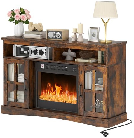 TAUS elektrokamin, elektrischer Kamin, Electric Fireplace für das Wohnzimmer mit flammeneffekt, Einstellbarer Flamme, 1-8 Stunden Timer, Überhitzungsschutz, Heizfunktion & Fernbedienung