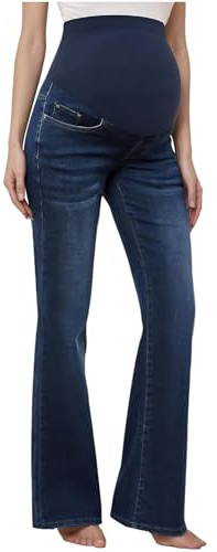 Zaldita Grossesse Jeans Flare Au Dessus du Ventre Jeans Maternité pour Femmes Enceintes Printemps Automne Vacances Maternité Élastiques