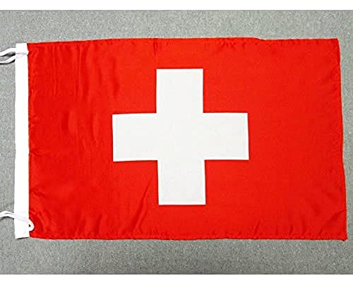 AZ FLAG - Drapeau Suisse - 45x30 cm - Pavillon Helvétique Polyester Léger Avec Deux Cordelettes - 20g