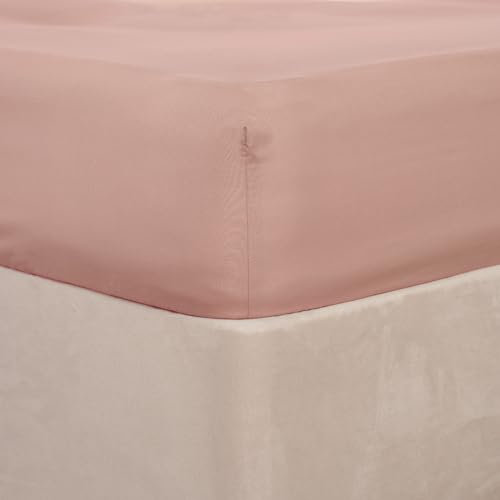 Brentfords Plain Dye Fitted Bed Sheet Non Iron Super Soft Easy Care Microfibre, Blush Pink - Super King Size