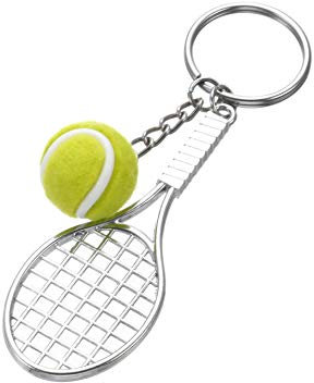 Mini porte-clés rotatif en métal avec balle de tennis