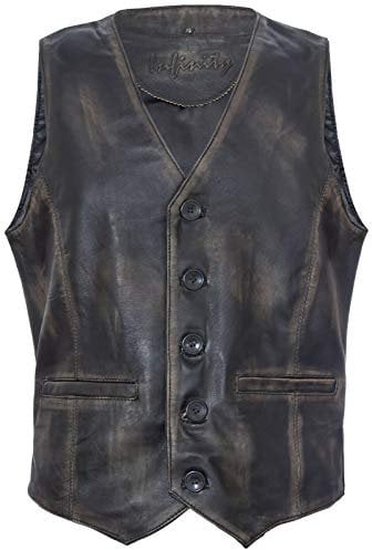 Infinity Leather Männer Ziege Wildleder Klassisch Smart Schwarze Leder Weste 4XL