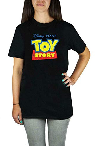 Disney Pixar Toy Story Distressed Logo Women's Boyfriend Fit Black T-Shirt