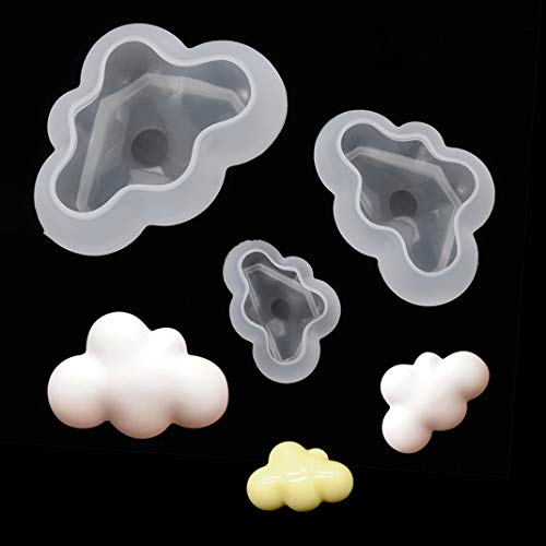 iSuperb 3 pcs Moulle Silicone 3D Moulle Nuage Moulle Resine Casting Molds pour DIY Artisanat Bijoux Fondant (3 Moulle)