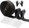 GLKEBY Cinta Anticalorica Escape Aislante 10 mx50mm, cinturón de Tela de Fibra de Vidrio Negro ignífugo antiescarcha para preservación del Calor, con 12 Bridas + Guantes de Acero Inoxidable