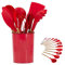 Ustensiles de cuisine en Silicone ensemble d'ustensiles de cuisine poignées en bois résistant à la chaleur Gadgets de cuisine gris outils pour ustensiles de cuisine antiadhésifs (Rouge-12pcs)