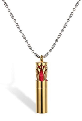 JewelryWe Bottle Necklace Diffuser Essential Oil Diffuser Pendant Aromatherapy Necklaces Stainless Steel Perfume Bottle Pendant Necklaces for Men Women