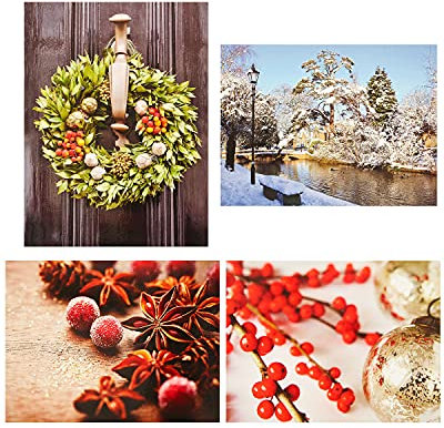 Weihnachtskarten, Multipack mit 24 Karten – Box mit 24 Weihnachtskarten mit 4 Designs – Foto-Stil, Weihnachtskarte mit festlichen Szenen